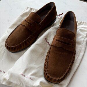 Men's Salvatore Ferragamo Brown Suede Driver Loafers – Size 9.5EE